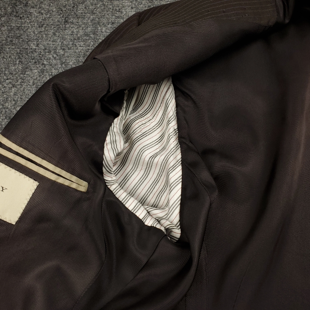 Burberry Blazer 44R Pinstripe Suit Jacket Sport Coat Brown Wool Luxury Formal - Picture 8 of 12